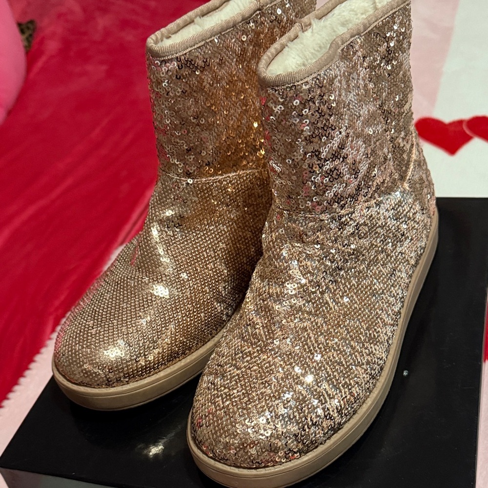 Guess Sequin Ankle Boots snow boots- golden/ rose gold - Picture 2 of 8